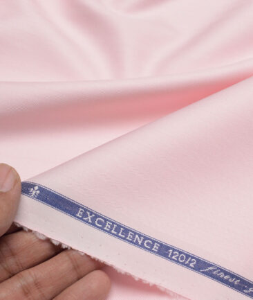 Soktas 2 Ply 120's Giza Cotton Herringbone Striped Shirting Fabric (Pink)