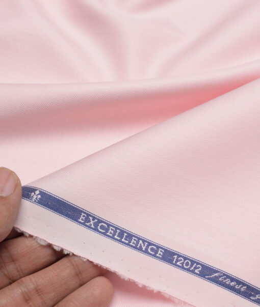 Soktas 2 Ply 120's Giza Cotton Herringbone Striped Shirting Fabric (Pink)