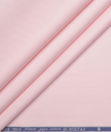 Soktas 2 Ply 120's Giza Cotton Herringbone Striped Shirting Fabric (Pink)