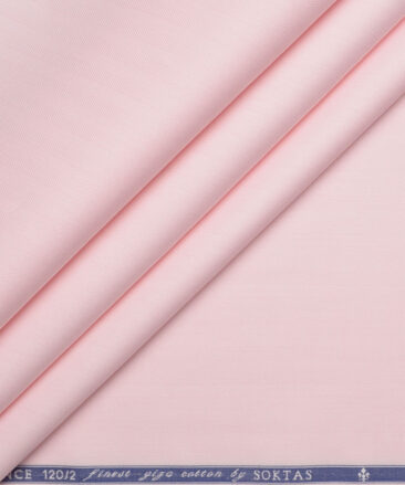 Soktas 2 Ply 120's Giza Cotton Herringbone Striped Shirting Fabric (Pink)