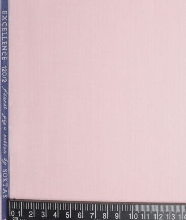 Soktas 2 Ply 120's Giza Cotton Herringbone Striped Shirting Fabric (Pink)