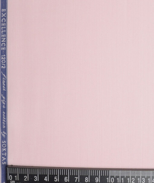 Soktas 2 Ply 120's Giza Cotton Herringbone Striped Shirting Fabric (Pink)