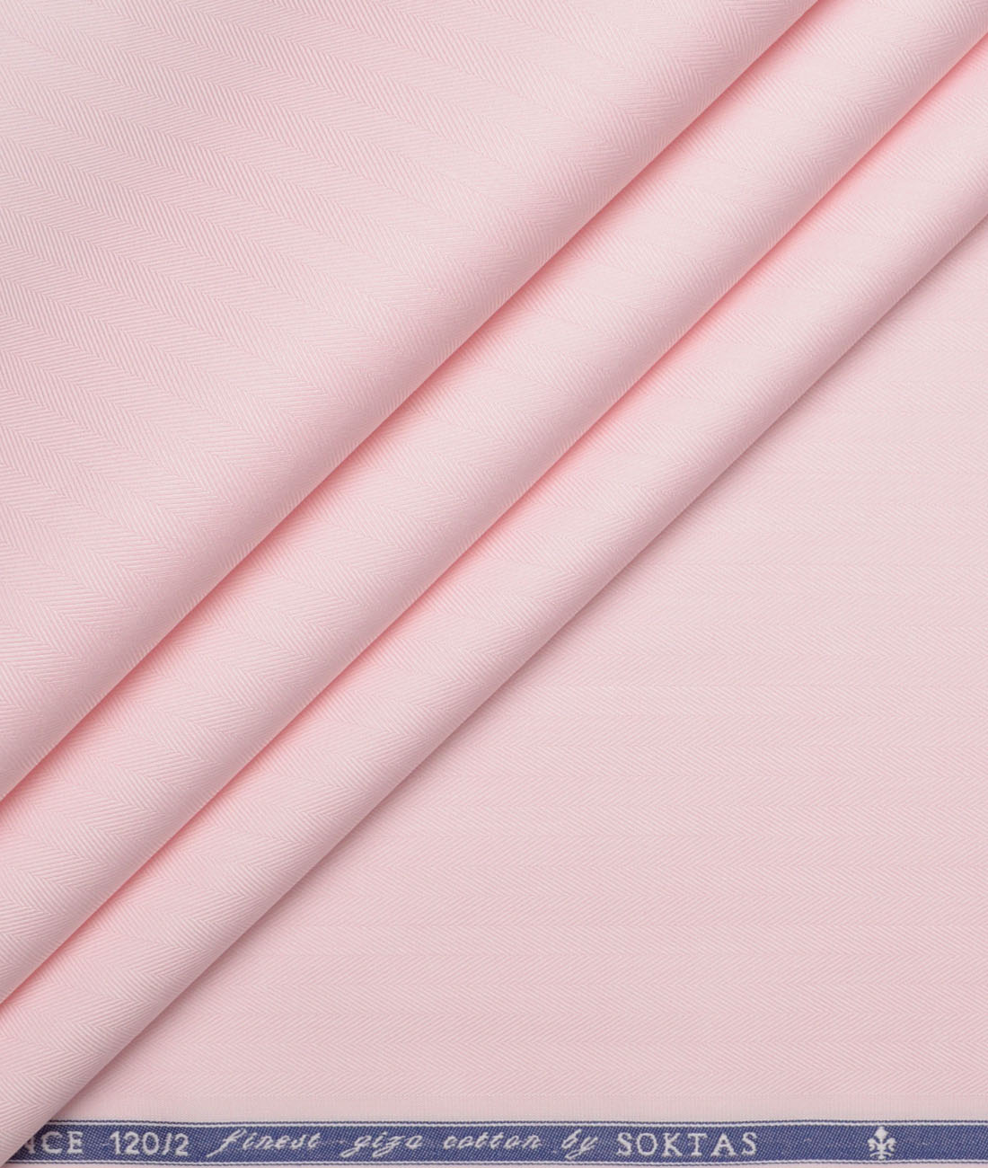 Soktas 2 Ply 120's Giza Cotton Herringbone Striped Shirting Fabric (Pink) Soktas 2 Ply 120's Giza Cotton Herringbone Striped Shirting Fabric (Pink)