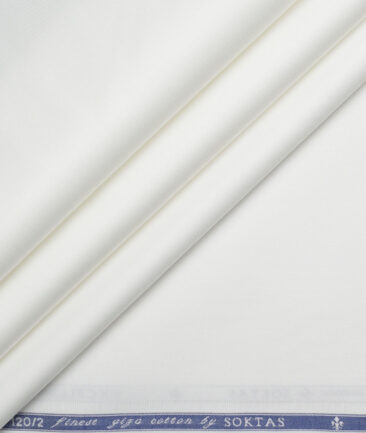 Soktas 2 Ply 120's Giza Cotton Solids Shirting Fabric (White)