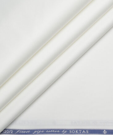 Soktas 2 Ply 120's Giza Cotton Solids Shirting Fabric (White)