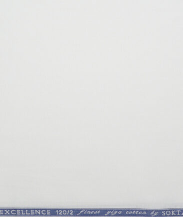 Soktas 2 Ply 120's Giza Cotton Solids Shirting Fabric (White)