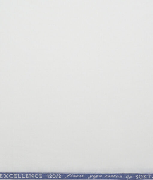 Soktas 2 Ply 120's Giza Cotton Solids Shirting Fabric (White)