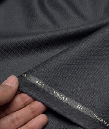 J.Hampstead  Structured Polyester Viscose Stretchable Suiting Fabric (Dark Grey)