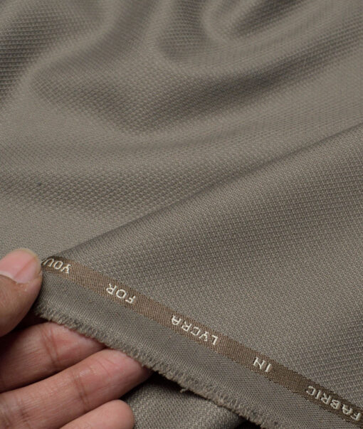 J.Hampstead  Structured Polyester Viscose Stretchable Suiting Fabric (Light Brown)
