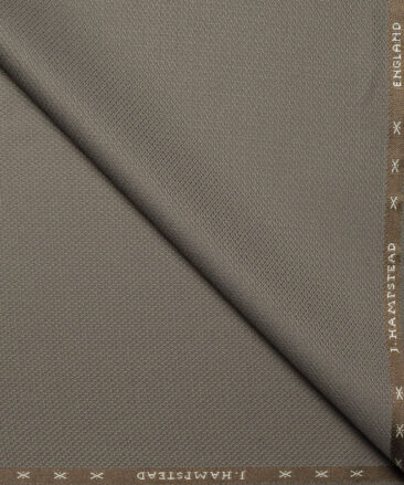 J.Hampstead  Structured Polyester Viscose Stretchable Suiting Fabric (Light Brown)
