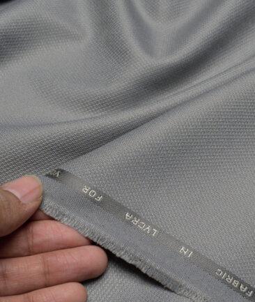 J.Hampstead  Structured Polyester Viscose Stretchable Suiting Fabric (Light Grey)