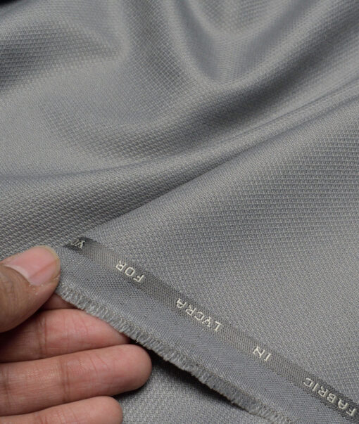 J.Hampstead  Structured Polyester Viscose Stretchable Suiting Fabric (Light Grey)