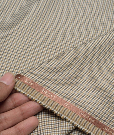 J.Hampstead  Self Design Polyester Viscose Stretchable Suiting Fabric (White & Brown)