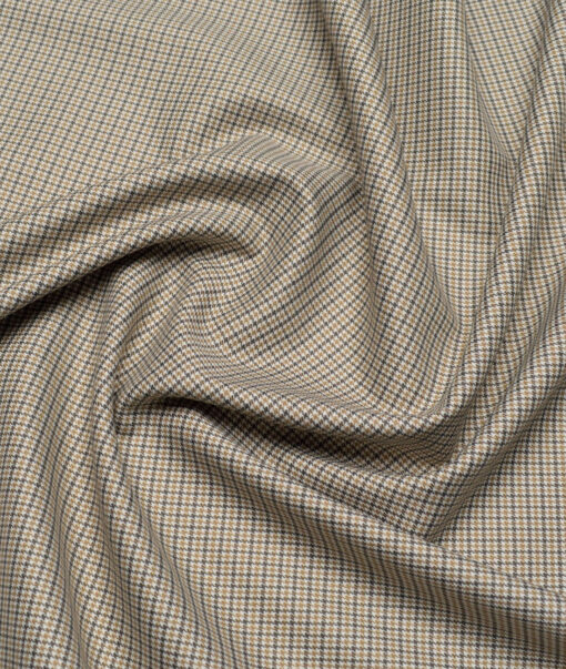 J.Hampstead  Self Design Polyester Viscose Stretchable Suiting Fabric (White & Brown)