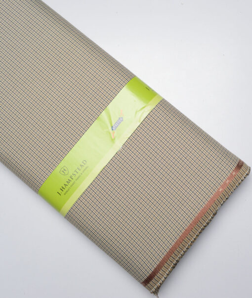 J.Hampstead  Self Design Polyester Viscose Stretchable Suiting Fabric (White & Brown)