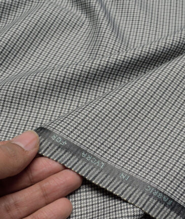 J.Hampstead  Self Design Polyester Viscose Stretchable Suiting Fabric (White & Black)