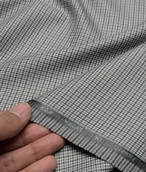 J.Hampstead  Self Design Polyester Viscose Stretchable Suiting Fabric (White & Black)