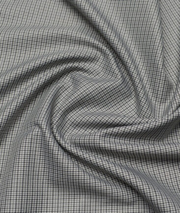 J.Hampstead  Self Design Polyester Viscose Stretchable Suiting Fabric (White & Black)