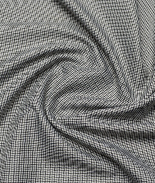 J.Hampstead  Self Design Polyester Viscose Stretchable Suiting Fabric (White & Black)