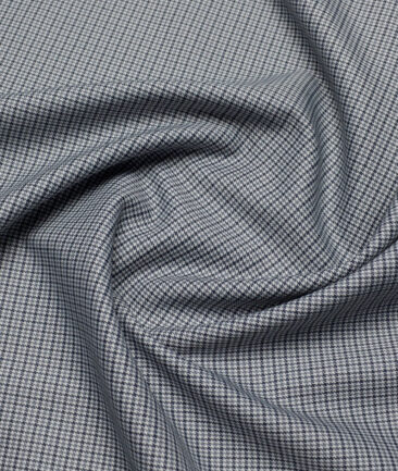 J.Hampstead  Self Design Polyester Viscose Stretchable Suiting Fabric (White & Blue)