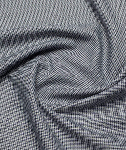 J.Hampstead  Self Design Polyester Viscose Stretchable Suiting Fabric (White & Blue)