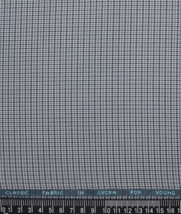 J.Hampstead  Self Design Polyester Viscose Stretchable Suiting Fabric (White & Blue)