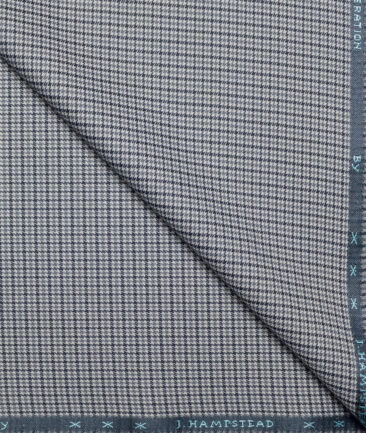 J.Hampstead  Self Design Polyester Viscose Stretchable Suiting Fabric (White & Blue)
