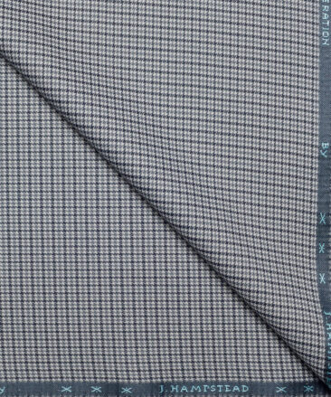 J.Hampstead  Self Design Polyester Viscose Stretchable Suiting Fabric (White & Blue)