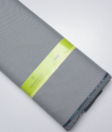 J.Hampstead  Self Design Polyester Viscose Stretchable Suiting Fabric (White & Blue)