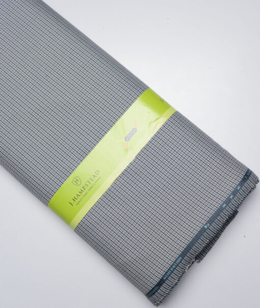J.Hampstead  Self Design Polyester Viscose Stretchable Suiting Fabric (White & Blue)