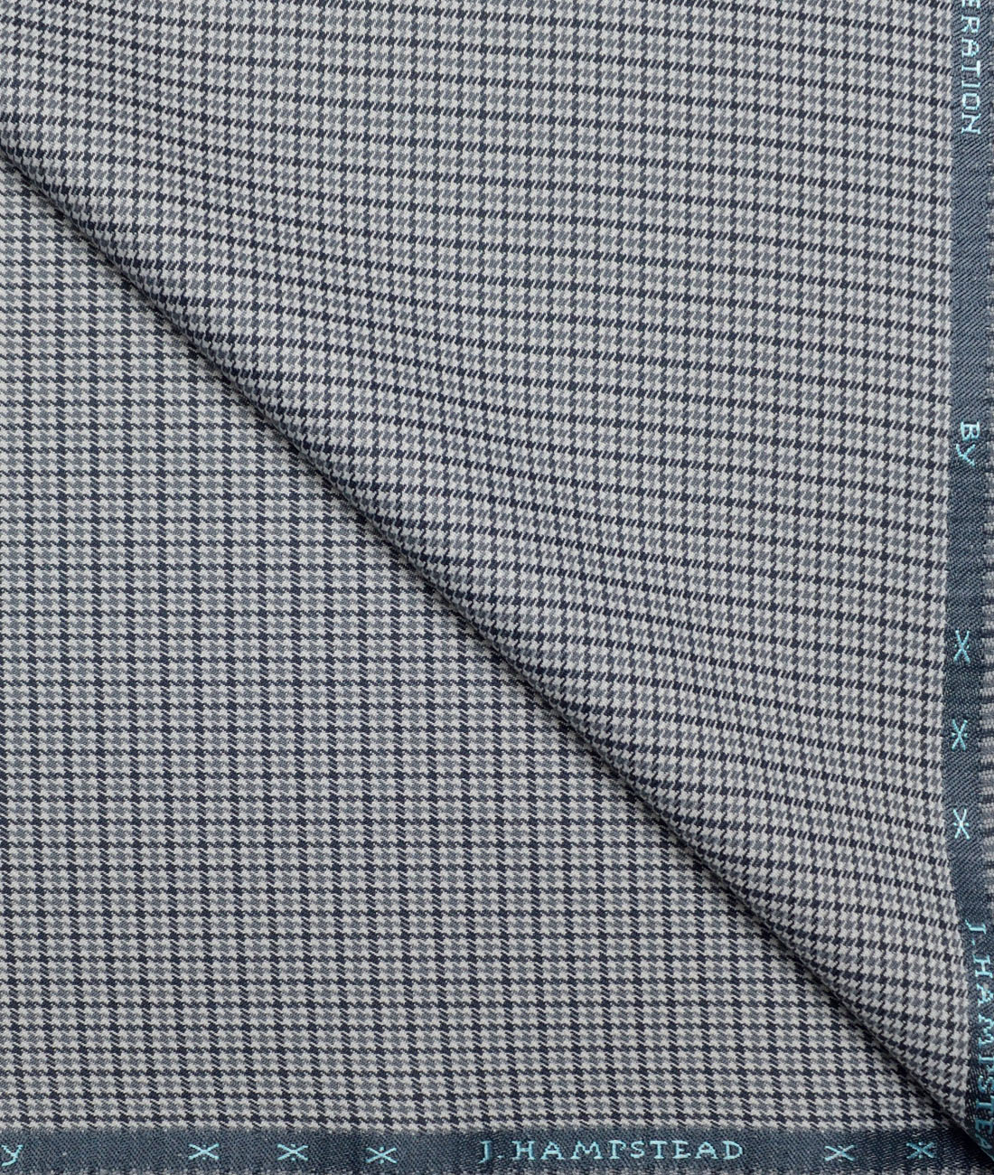 J.Hampstead Self Design Polyester Viscose Stretchable Suiting Fabric (White & Blue) J.Hampstead Self Design Polyester Viscose Stretchable Suiting Fabric (White & Blue)