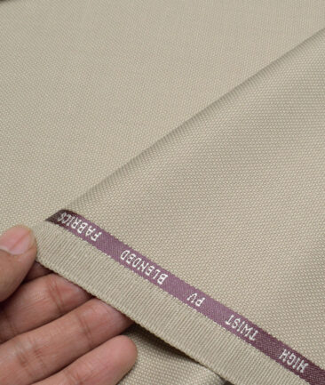 J.Hampstead  Structured Polyester Viscose Suiting Fabric (Beige)