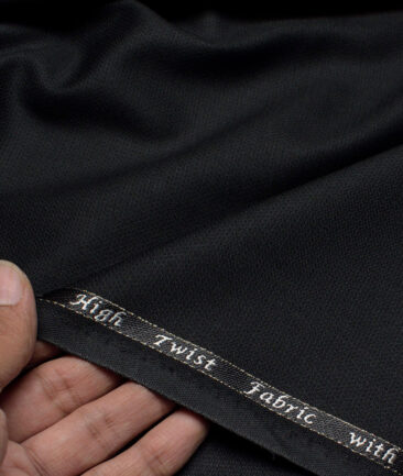 J.Hampstead  Structured Polyester Viscose Suiting Fabric (Black)