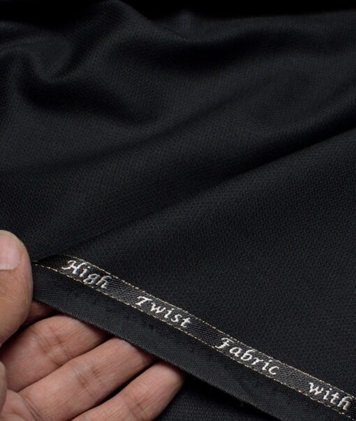 J.Hampstead  Structured Polyester Viscose Suiting Fabric (Black)