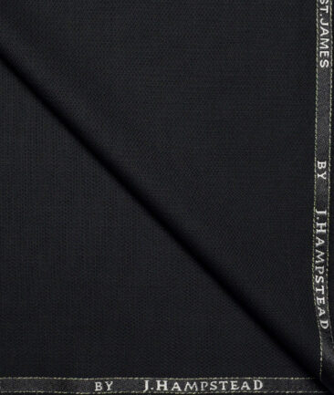 J.Hampstead  Structured Polyester Viscose Suiting Fabric (Black)