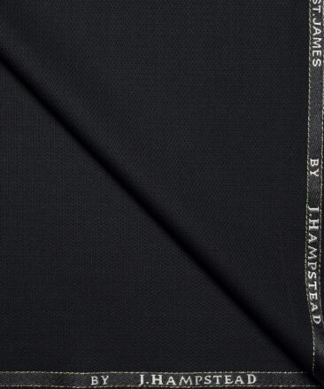 J.Hampstead  Structured Polyester Viscose Suiting Fabric (Black)