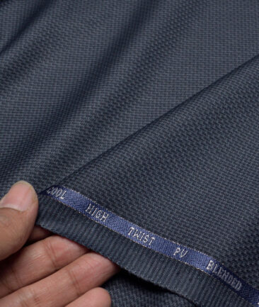J.Hampstead  Structured Polyester Viscose Suiting Fabric (Dark Blue)