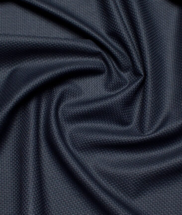 J.Hampstead  Structured Polyester Viscose Suiting Fabric (Dark Blue)