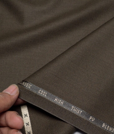 J.Hampstead  Structured Polyester Viscose Suiting Fabric (Dark Brown)