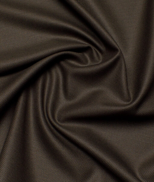 J.Hampstead  Structured Polyester Viscose Suiting Fabric (Dark Brown)