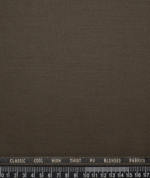 J.Hampstead  Structured Polyester Viscose Suiting Fabric (Dark Brown)
