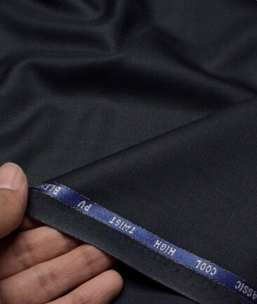 J.Hampstead  Checks Polyester Viscose Suiting Fabric (Dark Navy Blue)