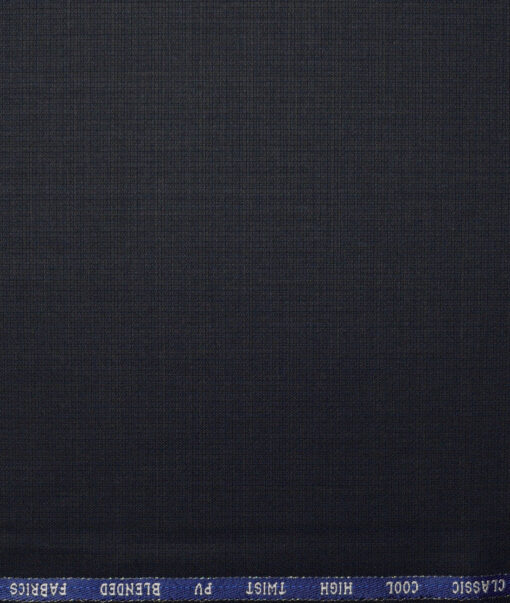 J.Hampstead  Checks Polyester Viscose Suiting Fabric (Dark Navy Blue)
