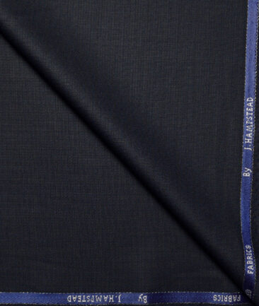 J.Hampstead  Checks Polyester Viscose Suiting Fabric (Dark Navy Blue)