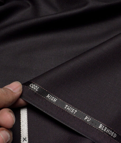J.Hampstead  Structured Polyester Viscose Suiting Fabric (Dark Wine)