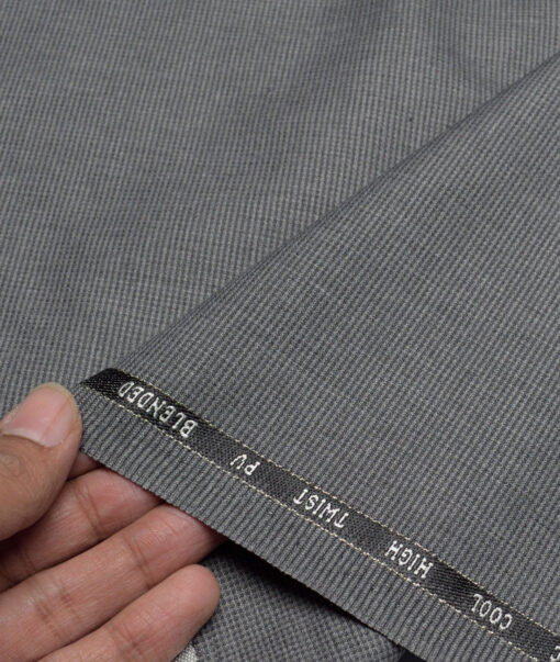 J.Hampstead  Structured Polyester Viscose Suiting Fabric (Grey)