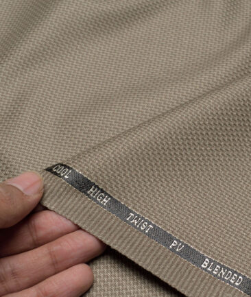 J.Hampstead  Structured Polyester Viscose Suiting Fabric (Light Brown)