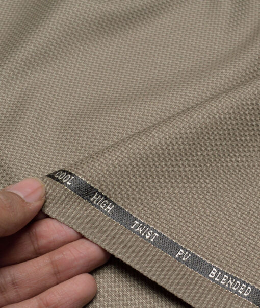 J.Hampstead  Structured Polyester Viscose Suiting Fabric (Light Brown)