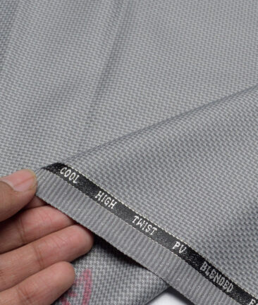 J.Hampstead  Structured Polyester Viscose Suiting Fabric (Light Grey)