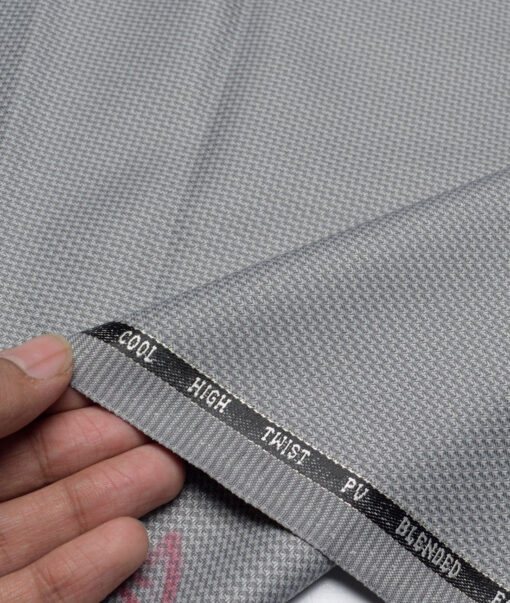 J.Hampstead  Structured Polyester Viscose Suiting Fabric (Light Grey)